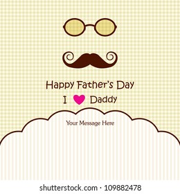 Happy Father's Day Greeting Card / mustache & spectacle frames design