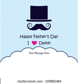 Happy Father's Day Greeting Card / mustache & hat design