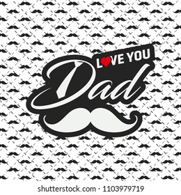 Happy Father's day greeting card with pattern background vector 