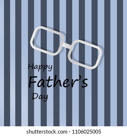 Happy Fathers Day greeting card design for men's event, banner or poster. Striped background with paper cut glasses. Congratulation text on the blue ribbon. Vector illustration
