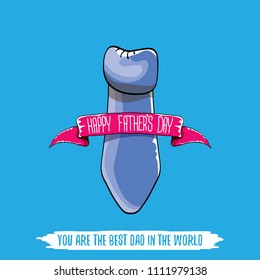 happy fathers day greeting card with cartoon color tie and ribbon with greeting text. fathers day vector label or icon isolated on blue background