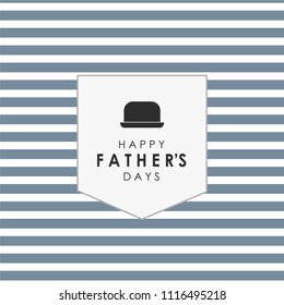 Happy Father's Day greeting card blue and white background with hat. Vector illustration. Designed for , flyer, cover, poster, brochure and prints.