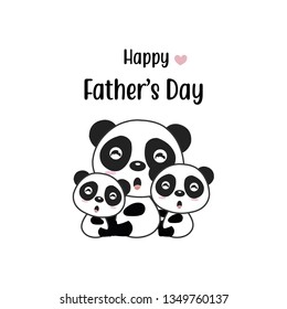 Happy Father's day greeting card with little bears and father.Vector illustration in cartoon style. For nursery, poster, print, card 