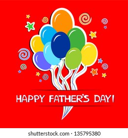 Happy Father's Day! Greeting card. Celebration red background with balloon and place for your text. Vector illustration