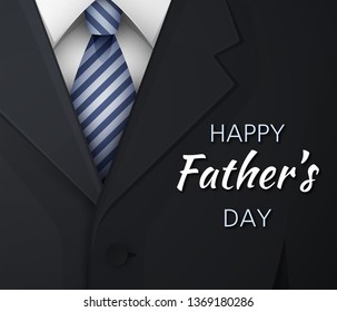 Happy Father's Day greeting card with necktie and men's suit. Vector Illustration