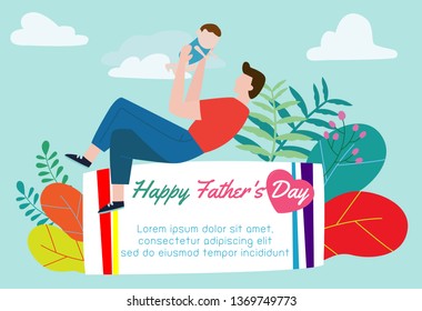 Happy Father's Day greeting card. flat design,stock vector illustration