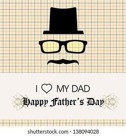 Happy Father's Day Greeting Card / Glasses mustache & hat design 