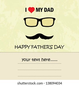Happy Father's Day Greeting Card / mustache & glasses 