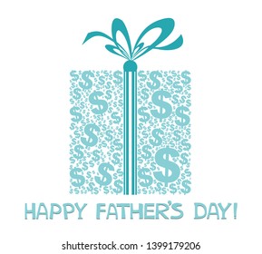 Happy Father's Day Greeting card. Celebration white background with gift box and place for your text. Vector Illustration