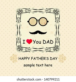 Happy Father's Day Greeting Card / Glasses & mustache design 