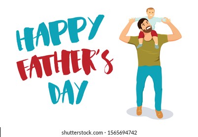 Happy Father's Day greeting card. Vector illustration of a flat design