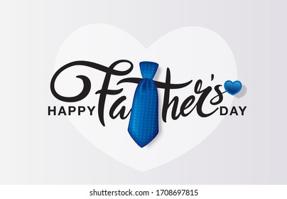 Happy Father's Day greeting card with handwritten calligraphy and necktie