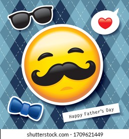 Happy Father's Day greeting card with cute emoji character sticker