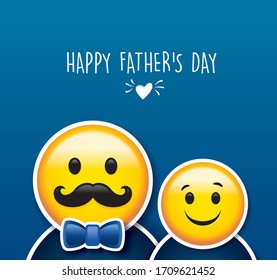 Happy Father's Day greeting card with cute father and son emoji characters