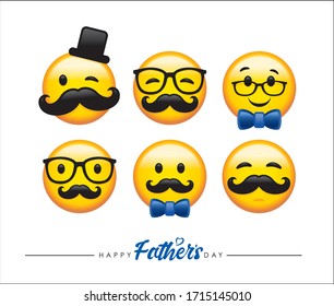 Happy Father's Day greeting card with 6 cute father emoji characters