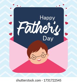Happy Father's Day Greeting Card. Cute Vector Illustration