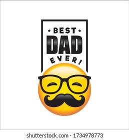 Happy Father's Day greeting card with a cute father emoji character and typography design