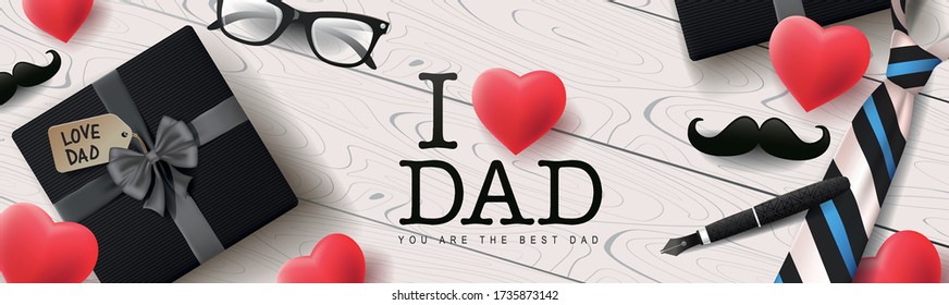 Happy Fathers Day greeting card background. Vector illustration.