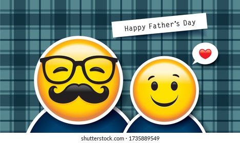 Happy Father's Day greeting card with a cute father and son emoji character