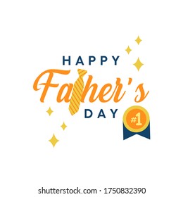 Happy Father's Day greeting card. Vector flat illustration. Calligraphy letter.