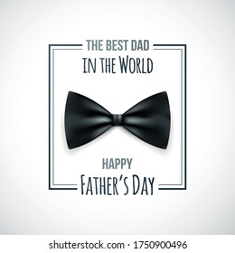 Happy Fathers day greeting card with bow tie icon and text. Vector banner for Father's day celebration.