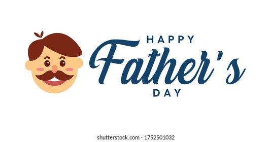 Happy Father's Day greeting card. Vector flat illustration. Calligraphy letter. leaf icon. A4 paper.