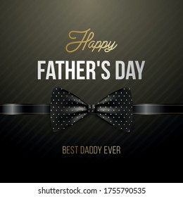 Happy Fathers Day greeting card with elegant bow tie. Vector illustration.