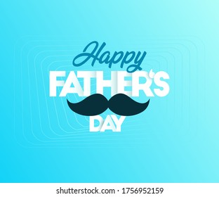 Happy father's day greeting card design with mustache on blue background. celebration illustration for dad. Free Vector