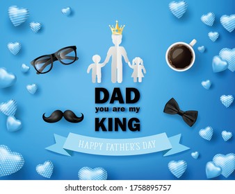 Happy Father's Day greeting card , poster or banner with icon decoration. Includes mustache, neck tie,glasses