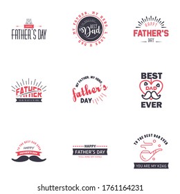 Happy Fathers Day greeting Card 9 Black and Pink Calligraphy. Vector illustration. Editable Vector Design Elements