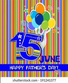 Happy Father's Day! Greeting card. Celebration  background with balloon and place for your text. Vector illustration 