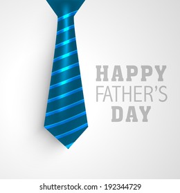 Happy Father's Day greeting card design with necktie on grey background.