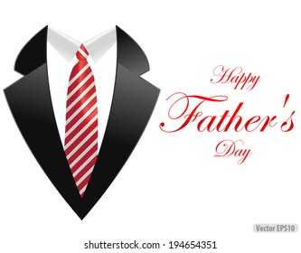 happy fathers day, greeting card with coat and necktie - vector illustration eps10