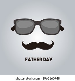 Happy Father's Day greeting card , poster or banner with icon decoration. Includes mustache, neck tie,glasses
