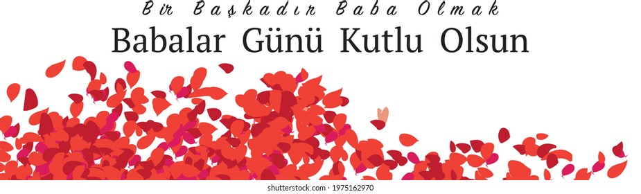 Happy Fathers Day greeting card. Blue background. Turkish 'Babalar Günü Kutlu Olsun'