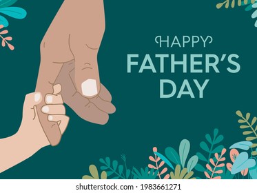 Happy Father's Day greeting card. father and son, father and daughter vector illustration.