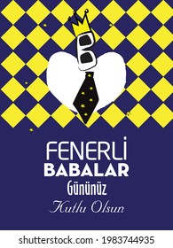 Happy Fathers Day greeting card. Blue background. Turkish 'Babalar Günü Kutlu Olsun'
