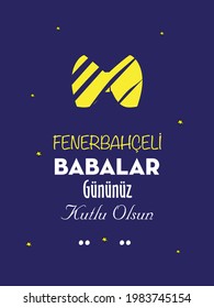 Happy Fathers Day greeting card. Blue background. Turkish 'Babalar Günü Kutlu Olsun'
