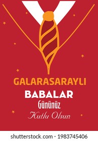 Happy Fathers Day greeting card. Blue background. Turkish 'Babalar Günü Kutlu Olsun'