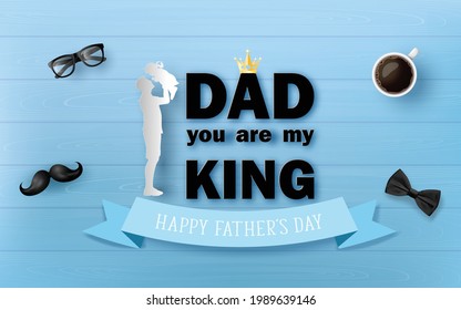 Happy Father's Day greeting card , poster or banner with icon decoration. 