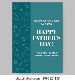 Happy Father's Day Greeting Card Or Flyer Design In Teal Color.