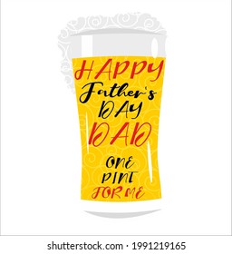 Happy father's day greeting card, beer mug. Vector illustration.