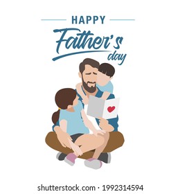 Happy father's day greeting card. Cute vector illustration