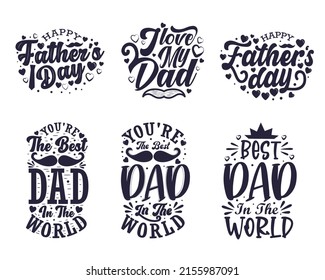 Happy father's day greeting card design typography hand lettering premium vector.