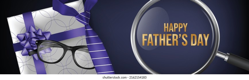 Happy Fathers Day greeting card. Celebration banner or flyer. Vector illustration.