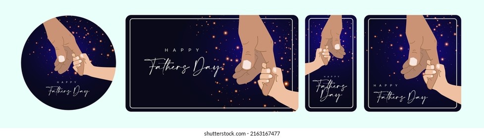 Happy Father's Day greeting card. father and son, father and daughter vector illustration. I love dad. Modern premium background.