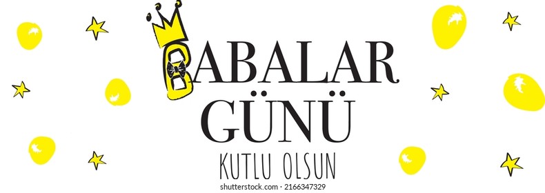 Happy Fathers Day greeting card. Blue background. Turkish 'Babalar Günü Kutlu Olsun'