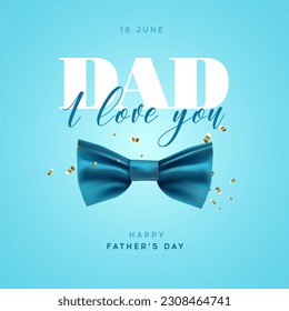 Happy fathers day greeting card with realistic bowtie