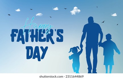 Happy Father's Day Greeting Card Design on Blue Background. Vector Celebration Illustration for Best Dad. Template for Banner, Flyer or Poster.