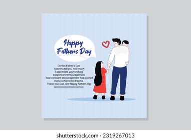 Happy Father's Day greeting card. Happy Father's Day celebration concept. Happy Father's Day with dad and children walking back view. vector illustration design.Flat design, vector illustration.